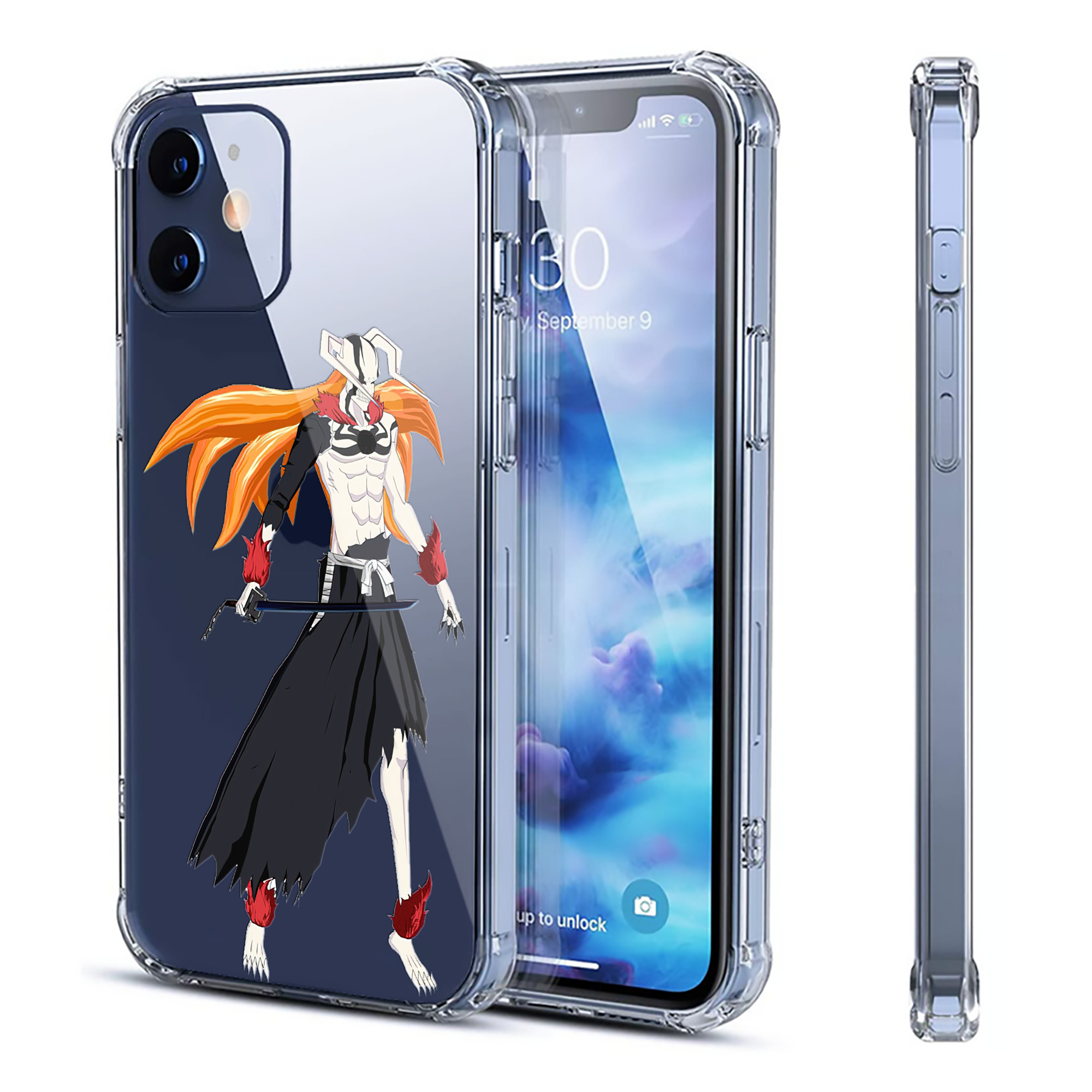 （画像用） ブリーチ 黒崎一護（くろさき いちご）BLEACH Kurosaki Ichigo 【iPhone 12シリーズ対応】透明スマホケース（クリアソフトケース）